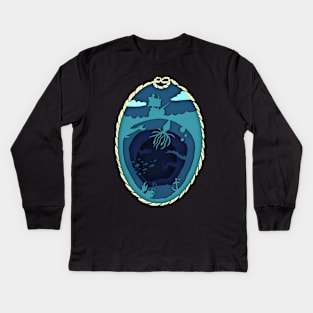 Deep Ocean Life on Layered Paper Kids Long Sleeve T-Shirt